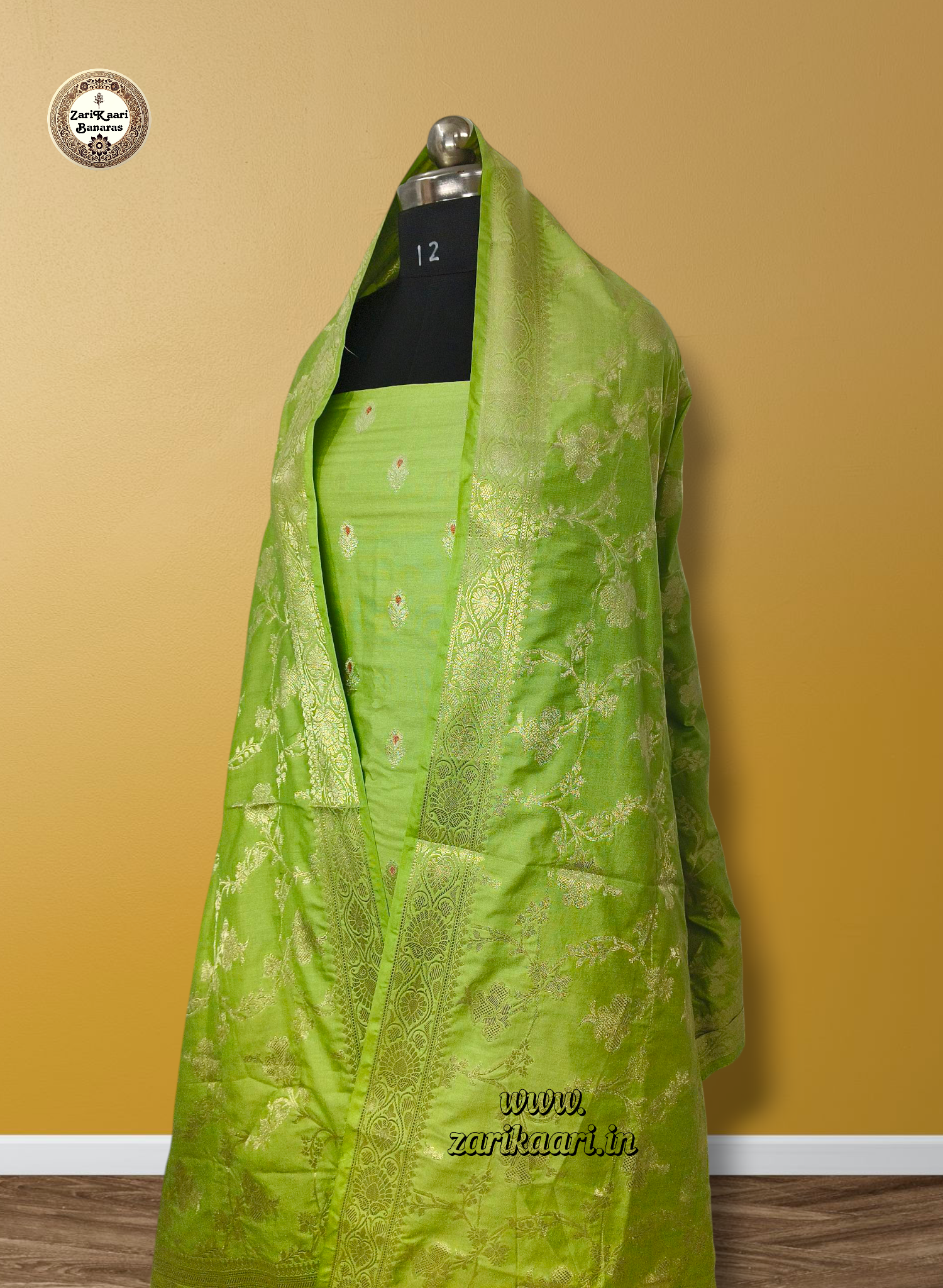 Banarasi Katan Silk Suit Set with Meenedar Dupatta & Plain Shalwar