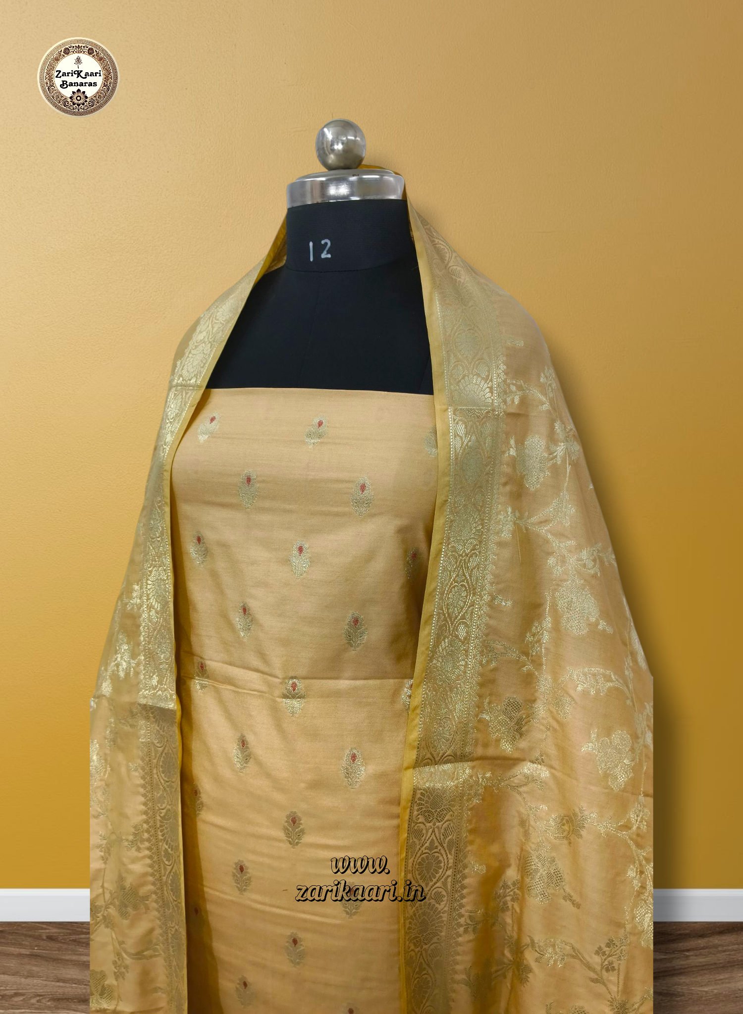 Banarasi Katan Silk Suit Set with Meenedar Dupatta & Plain Shalwar