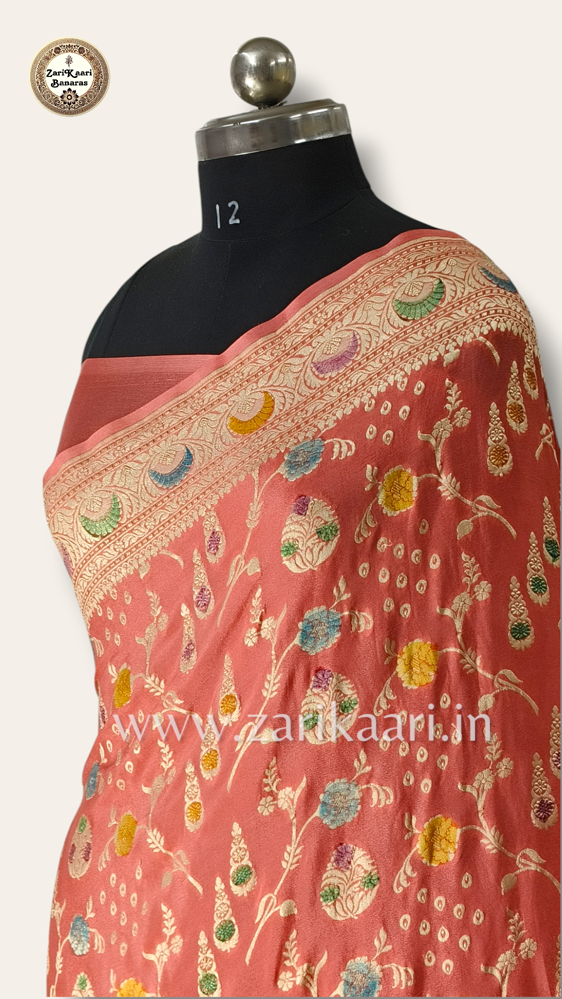 Banarasi Pure Handloom Khaddi Georgette Chiffon with Water Zari