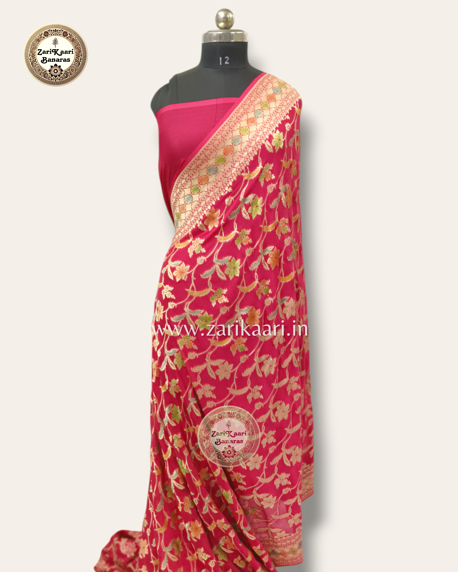 Banarasi Pure Handloom Khaddi Georgette Chiffon with Water Zari